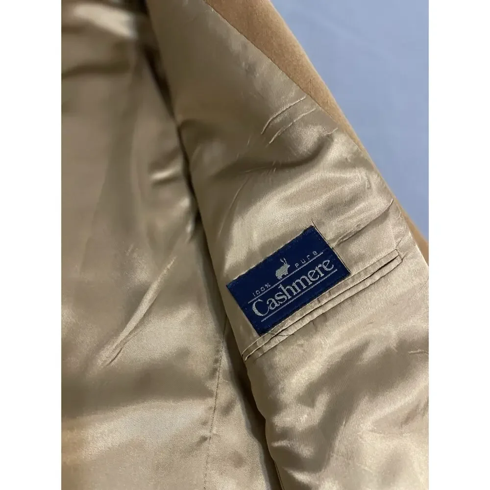 Vtg Bill Blass 100% Cashmere Blazer Sport Coat Jacket 42R Camel Tan Gold Mens